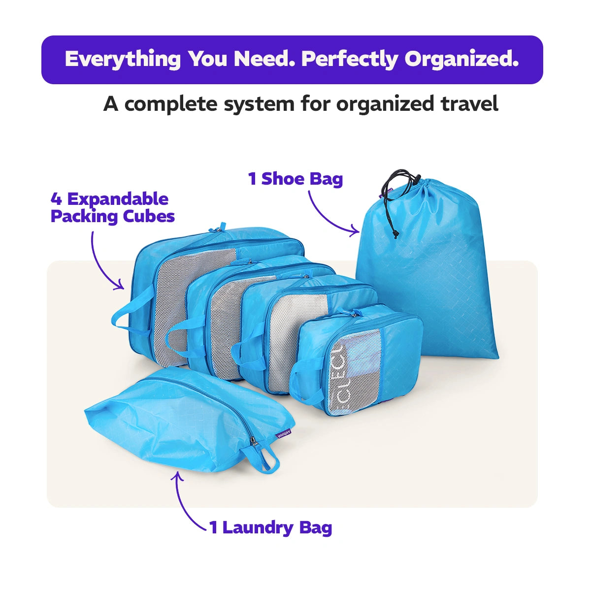 Travel Packing Cubes - Set of 6
