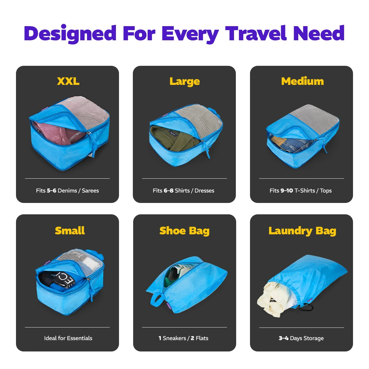 Travel Packing Cubes - Set of 6