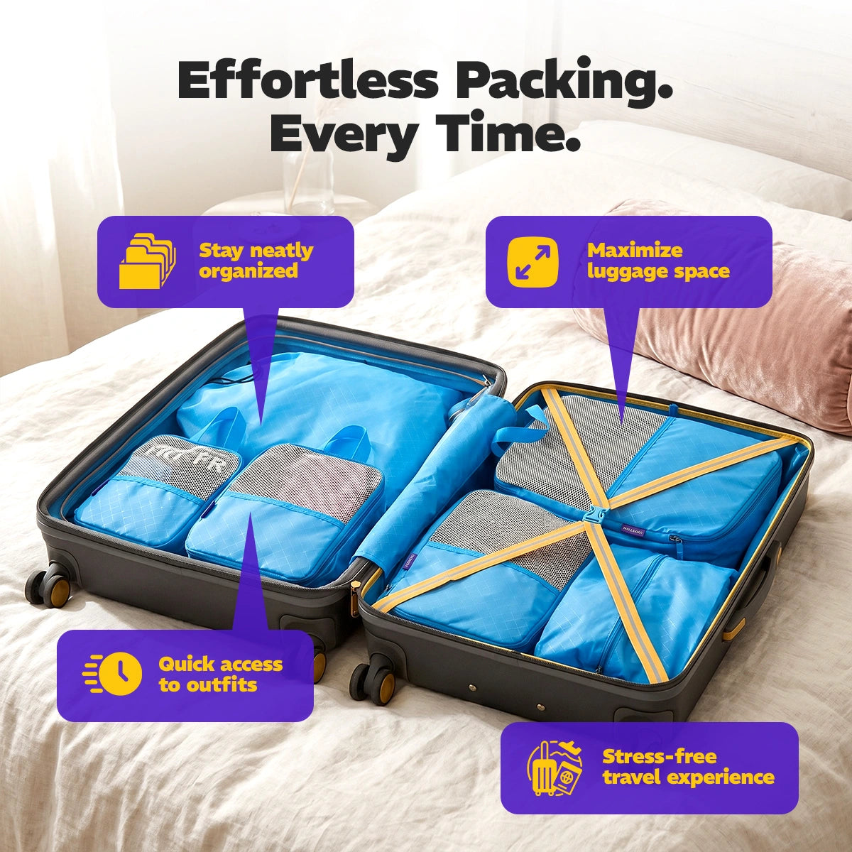 Travel Packing Cubes - Set of 6