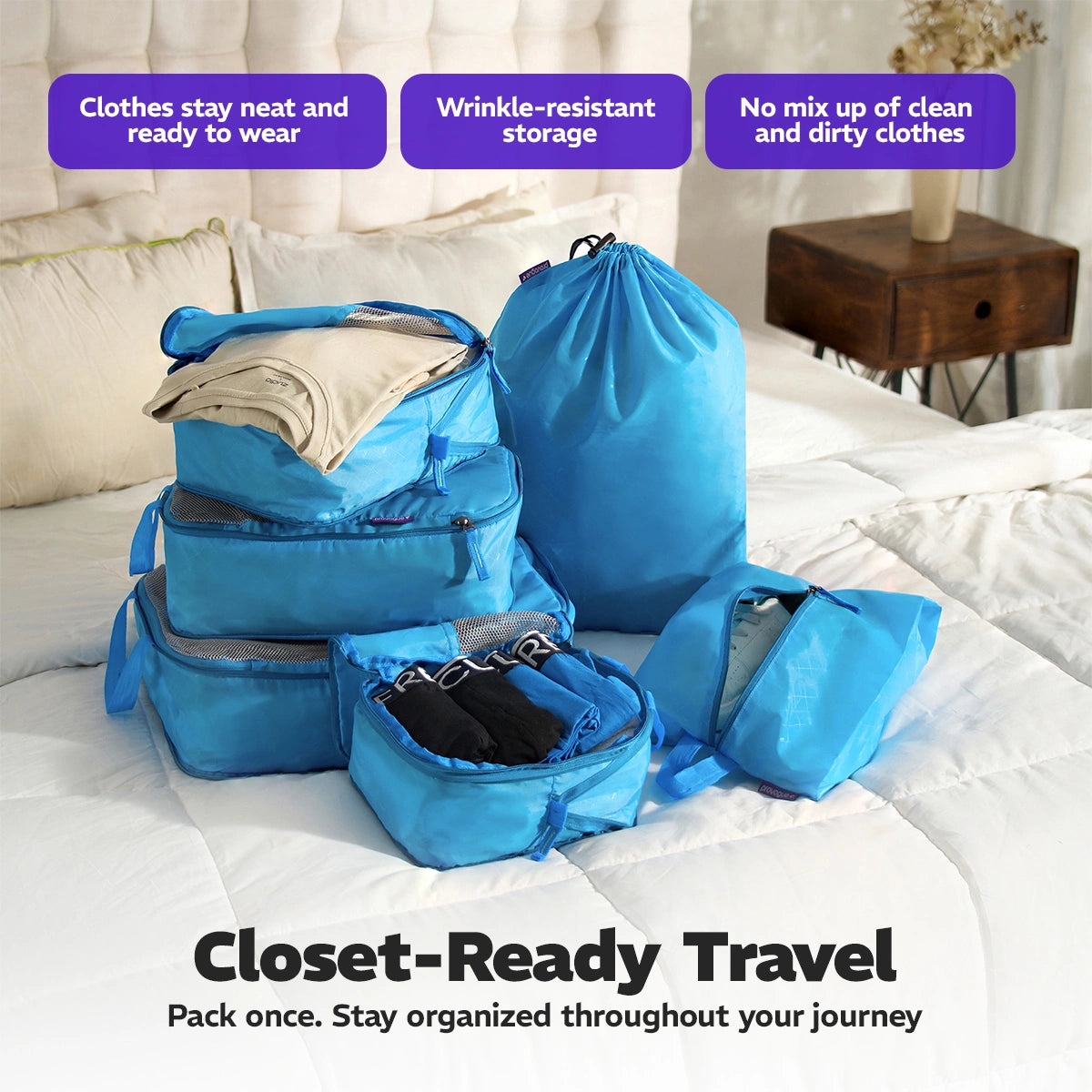 Travel Packing Cubes - Set of 6