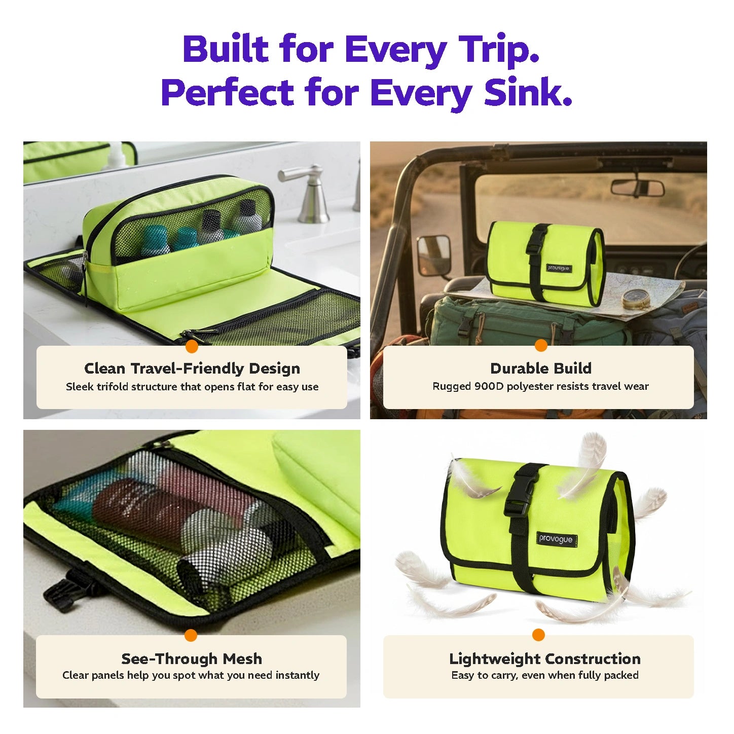 TriFold Toiletry Kit Glow Lime