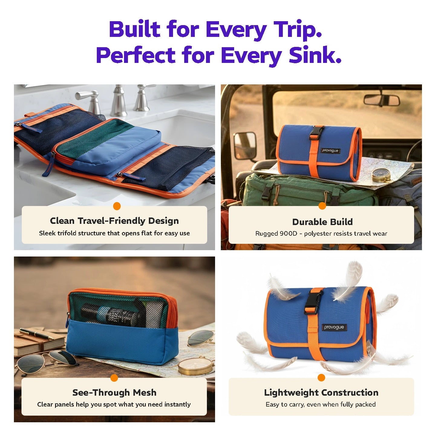 TriFold Toiletry Kit Electric Blue
