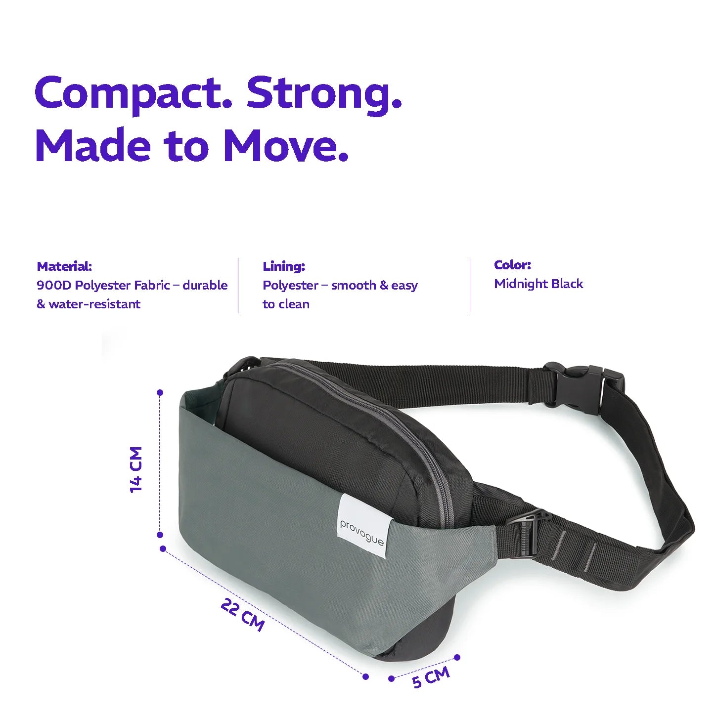 Rover Adjustable Waist Pouch Midnight Black