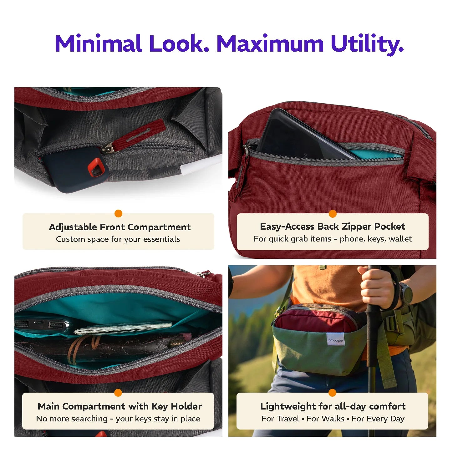 Rover Adjustable Waist Pouch Wine Red