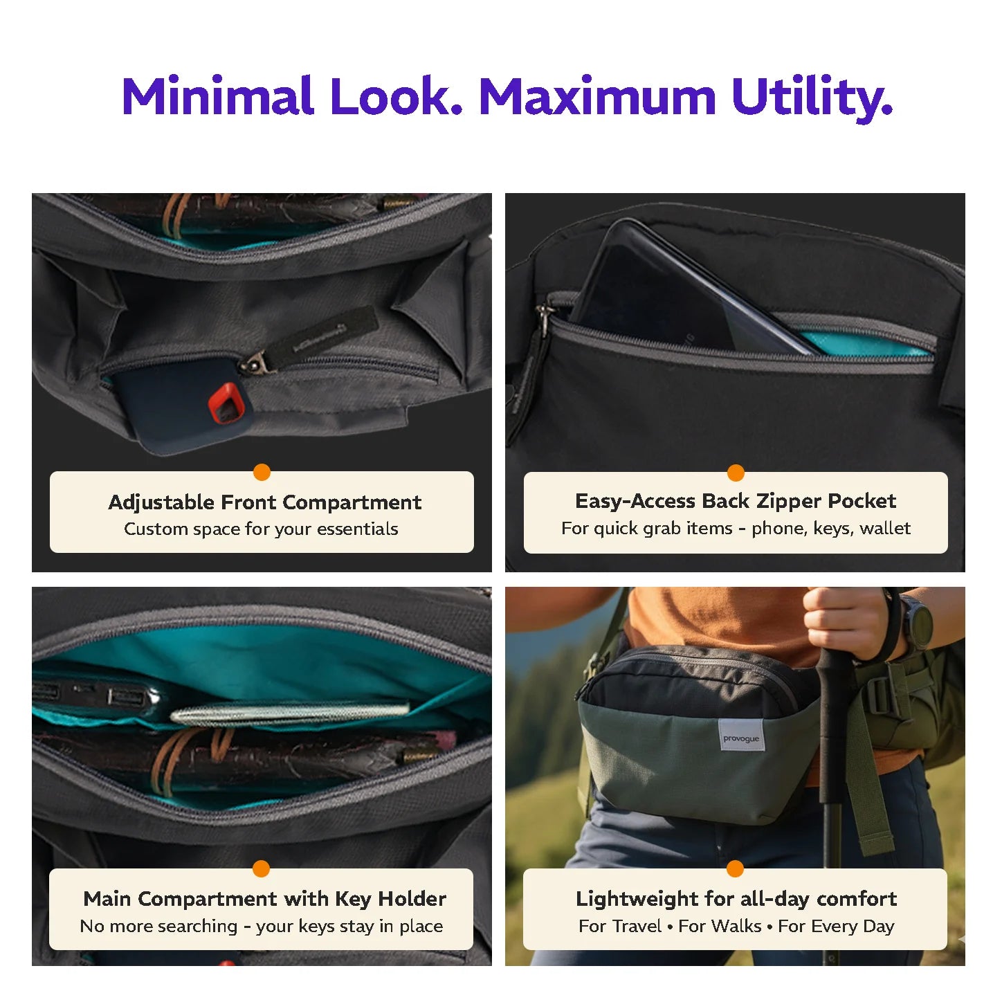 Rover Adjustable Waist Pouch Midnight Black